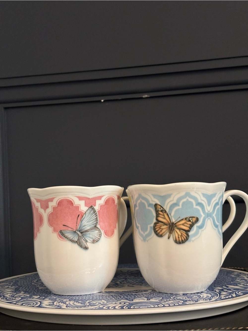 Lenox Butterfly Accent Mugs - Set of 4! Excellent Vintage Condition